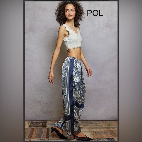 BP217-1💙NEW! POL Women's Navy and White Wide Leg Pants - Picture 6 of 9